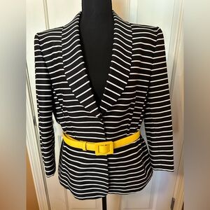 Tahari Women's Striped Blazer with Yellow Accent